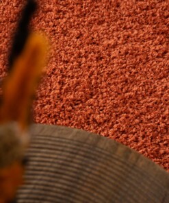 Tappeto rotondo a pelo lungo Shaggy Trend - Terracotta - close up, thumbnail