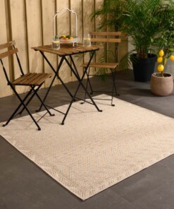 Tappeto da esterno quadrato effetto juta - Sunny Contour Beige - sfeer