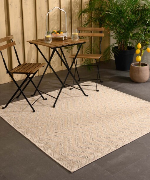 Tappeto da esterno quadrato effetto juta - Sunny Contour Beige - sfeer