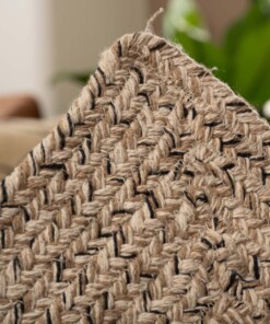 Tappeto quadrato in cotone - Joy Beige/Bianco - close up, thumbnail