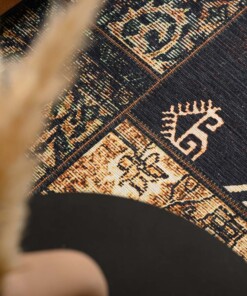 Tappeto patchwork - Fade No.1 Verde oliva - close up, thumbnail Tappeto patchwork - Fade No.1 Verde oliva - close up, thumbnail