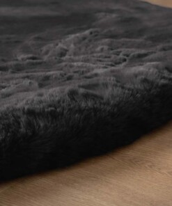 Tappeto rotondo soffice a pelo lungo - Comfy Deluxe Grigio Scuro