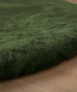 Tappeto rotondo soffice a pelo lungo - Comfy Deluxe Verde oliva
