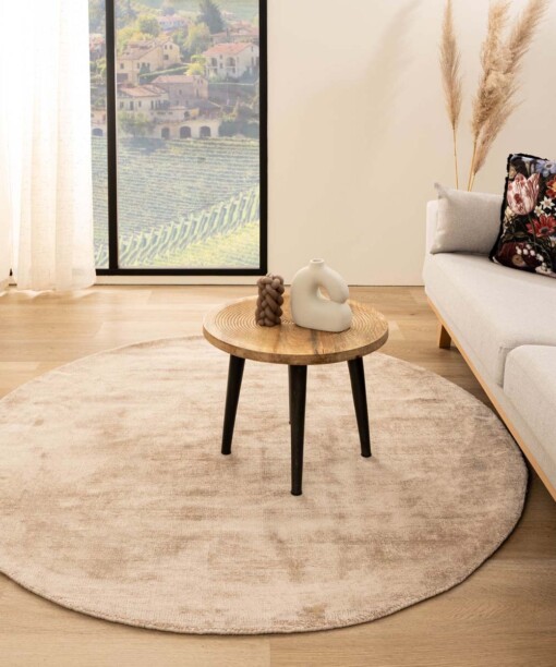 Tappeto rotondo in viscosa - Glamour Beige - sfeer