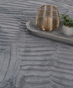 Tappeto morbido - Emily Striped antracite - close up, thumbnail