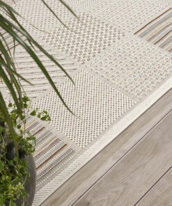Tappeto da esterno a quadri - Lyra crema/multi - close up, thumbnail
