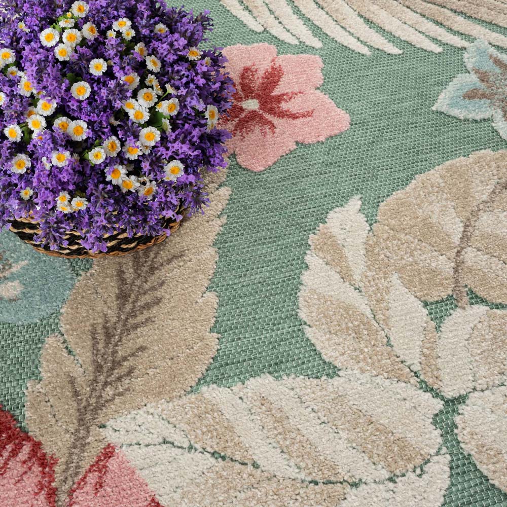 Tappeto da esterno fiori - Yara verde - close up Tappeto da esterno fiori - Yara verde - close up