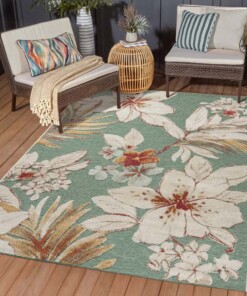 Tappeto da esterno fiori - Lilly verde - sfeer