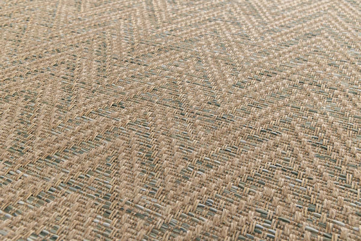 Tappeto zigzag da esterno - Corde Chevron naturale/verde Tappeto zigzag da esterno - Corde Chevron naturale/verde