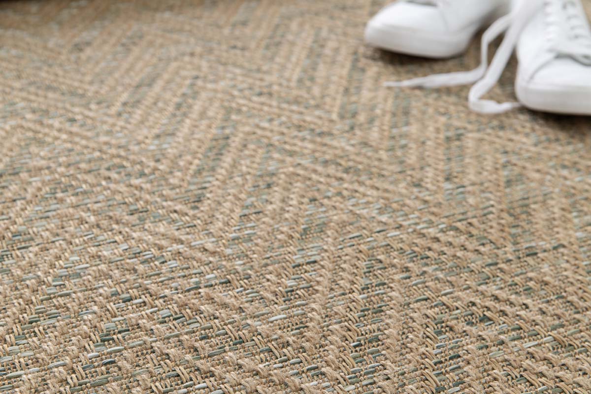 Tappeto zigzag da esterno - Corde Chevron naturale/verde Tappeto zigzag da esterno - Corde Chevron naturale/verde