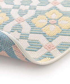 Tappeto rotondo da esterno - Bubbly Tulip turchese/giallo