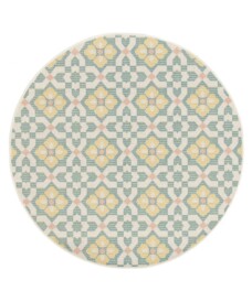 Tappeto rotondo da esterno - Bubbly Tulip turchese/giallo - overzicht, thumbnail