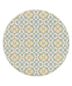 Tappeto rotondo da esterno - Bubbly Tulip turchese/giallo - overzicht Tappeto rotondo da esterno - Bubbly Tulip turchese/giallo - overzicht