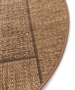 Tappeto da Esterno Rotondo a Blocchi - Twill Patch Marrone