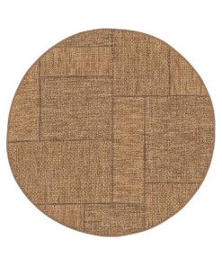 Tappeto da Esterno Rotondo a Blocchi - Twill Patch Marrone - overzicht