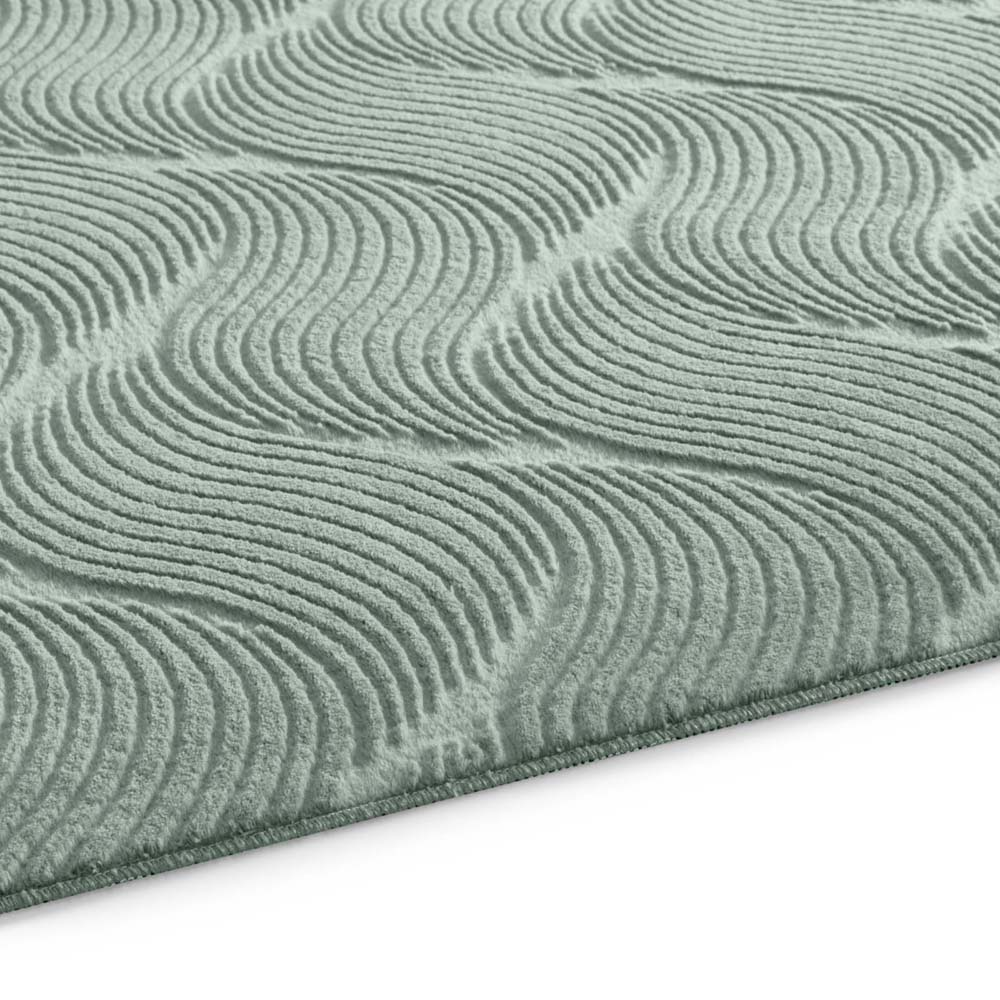 Tappeto rotondo morbido - Fuzz Whirl verde - close up Tappeto rotondo morbido - Fuzz Whirl verde - close up