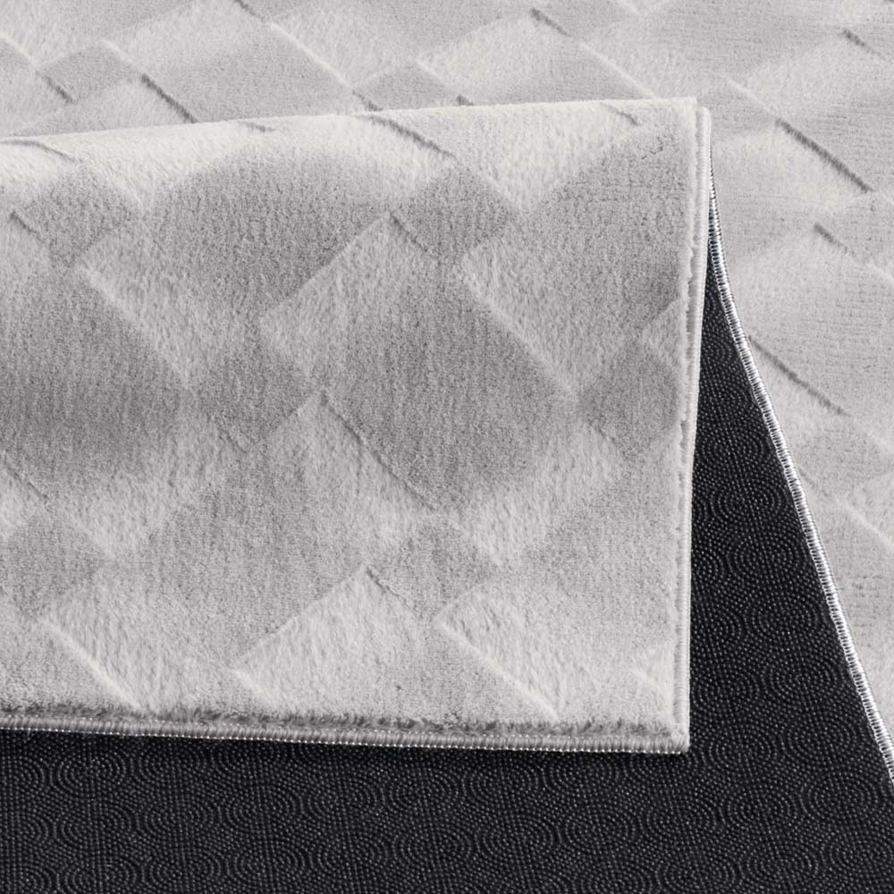 Tappeto morbido - Fuzz Karo grigio - close up Tappeto morbido - Fuzz Karo grigio - close up