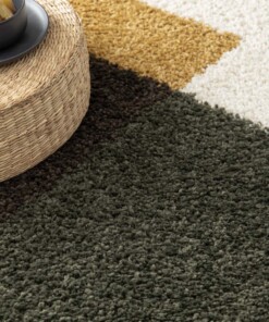 Tappeto a Pelo Lungo - Mirage Empilé Verde Oliva/Giallo