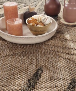 Tappeto juta esterno - Palms beige/nero - close up, thumbnail