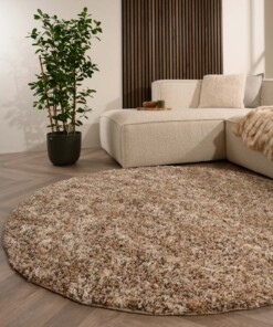 Tappeto rotondo pelo lungo - Blend beige - sfeer