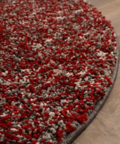 Tappeto rotondo pelo lungo - Blend rosso/grigio - close up, thumbnail