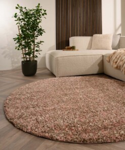 Tappeto rotondo pelo lungo - Blend rosa/beige - sfeer