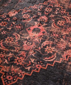 Tappeto lavabile lavatrice - Leona rosso - close up, thumbnail