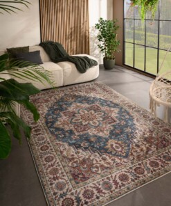 Tappeto da esterno vintage - Valenca Brio beige/blu - sfeer