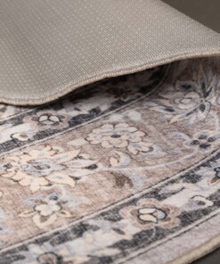 Tappeto da esterno rotondo vintage - Valenca Nova beige/grigio chiaro - close up, thumbnail