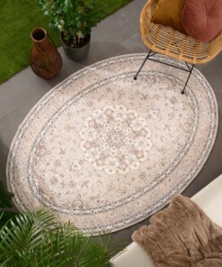 Tappeto da esterno vintage ovale - Valenca Nova beige/grigio chiaro - sfeer