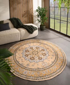 Tappeto da esterno rotondo vintage - Valenca Nova giallo - sfeer