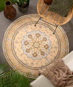 Tappeto da esterno rotondo vintage - Valenca Nova giallo - sfeer