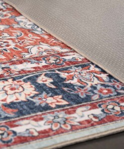 Tappeto da esterno vintage - Valenca Nova verde salvia/rosso - close up, thumbnail