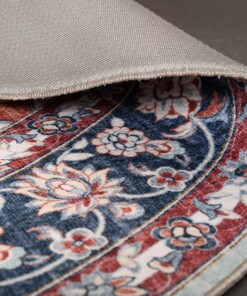 Tappeto da esterno vintage ovale - Valenca Nova verde salvia/rosso - close up, thumbnail