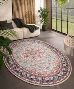 Tappeto da esterno vintage ovale - Valenca Nova verde salvia/rosso - sfeer