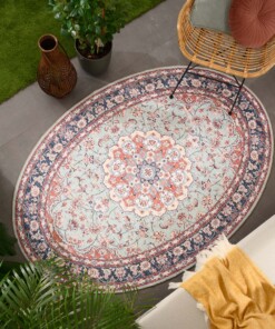 Tappeto da esterno vintage ovale - Valenca Nova verde salvia/rosso - sfeer