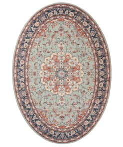 Tappeto da esterno vintage ovale - Valenca Nova verde salvia/rosso - overzicht