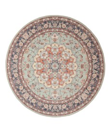 Tappeto da esterno rotondo vintage - Valenca Nova verde salvia/rosso - overzicht, thumbnail