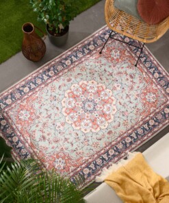 Tappeto da esterno vintage - Valenca Nova verde salvia/rosso - sfeer