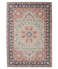 Tappeto da esterno vintage - Valenca Nova verde salvia/rosso - overzicht, thumbnail