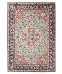 Tappeto da esterno vintage - Valenca Nova verde salvia/rosso - overzicht