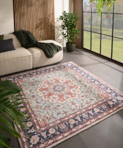 Tappeto da esterno vintage quadrato - Valenca Nova verde salvia/rosso - sfeer