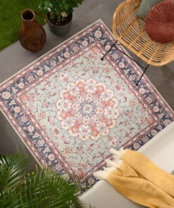 Tappeto da esterno vintage quadrato - Valenca Nova verde salvia/rosso - sfeer