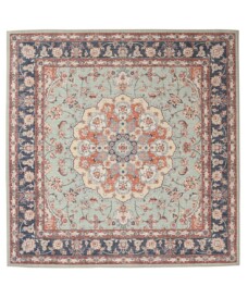 Tappeto da esterno vintage quadrato - Valenca Nova verde salvia/rosso - overzicht, thumbnail