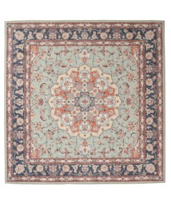 Tappeto da esterno vintage quadrato - Valenca Nova verde salvia/rosso - overzicht