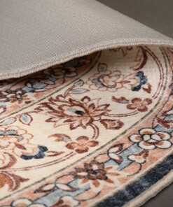 Tappeto da esterno vintage ovale - Valenca Nova oro/blu - close up, thumbnail