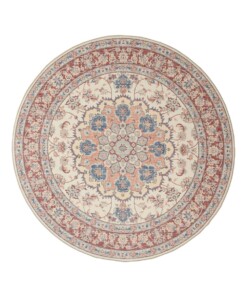 Tappeto da esterno rotondo vintage - Valenca Nova crema/rosso - overzicht
