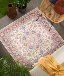 Tappeto da esterno vintage quadrato - Valenca Nova crema/rosso - sfeer