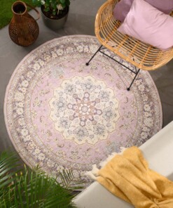 Tappeto da esterno rotondo vintage - Valenca Nova viola/rosa - sfeer