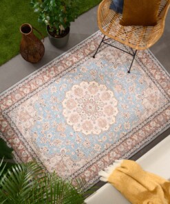 Tappeto da esterno vintage - Valenca Nova azzurro/beige - sfeer